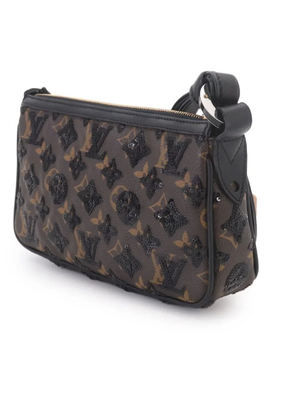 Louis Vuitton Monogram Eclipse Pochette Hand Bag Sequins